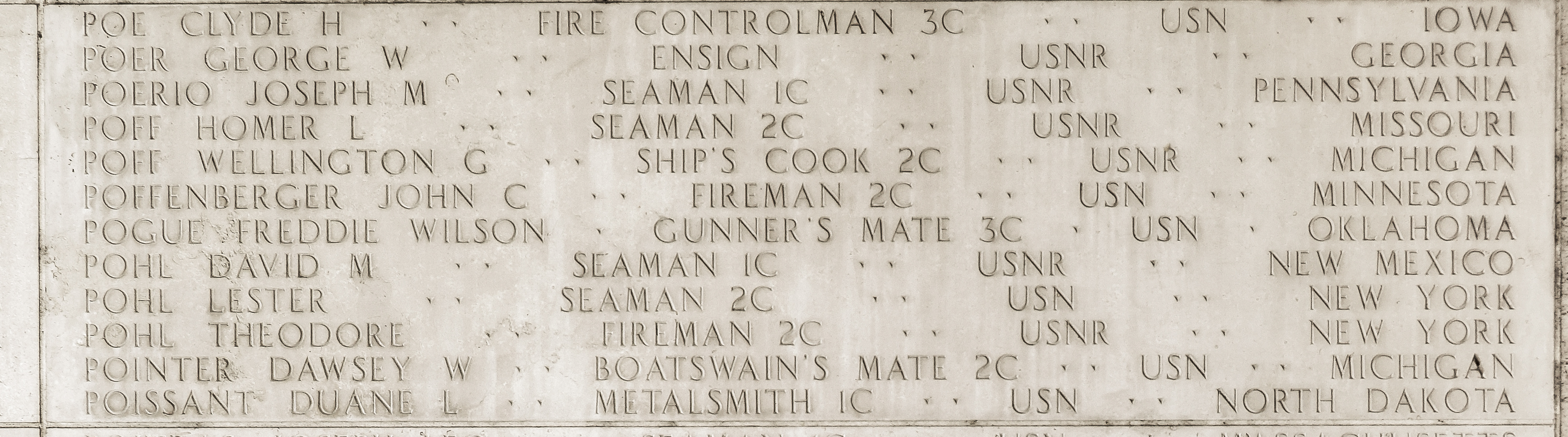 Wellington G. Poff, Ship's Cook Second Class